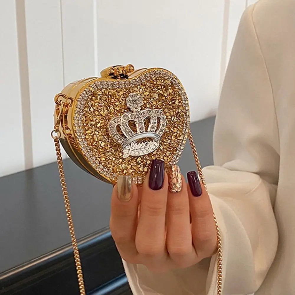 Handbag Gold/Silver Rhinestone Evening Bag Irregular Shape Elegant Banquet Chain Bag Small Wallet Shinny Mini Lipstick Bag Gift