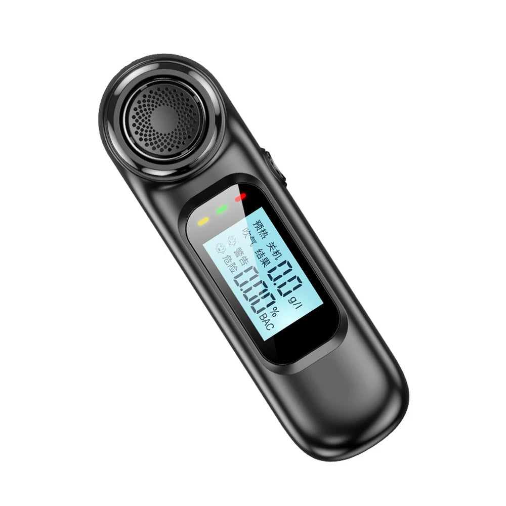 Portable Digital Breathalyzer Mini Professional Rechargeable Alcohol Tester Breathalyzer Drink Driving Analyzer LCD Display