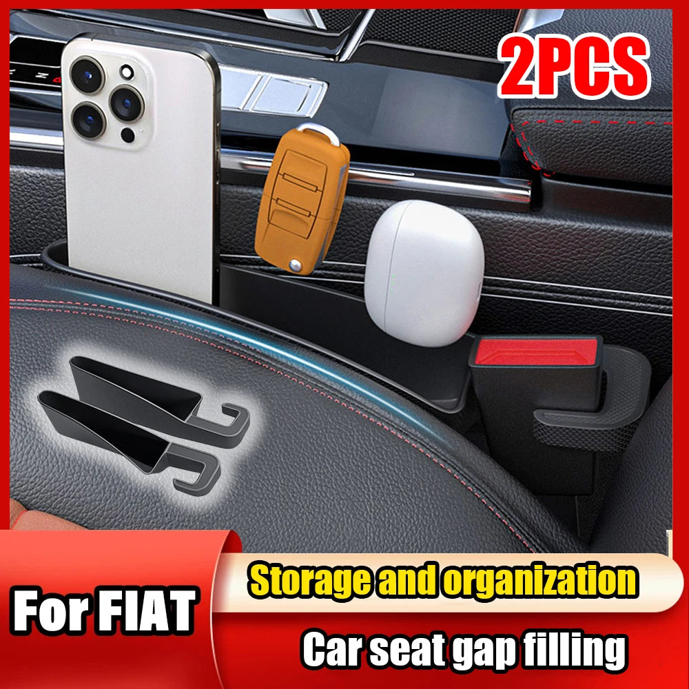 2PCS Car Seat Gap Filling Storage Box For FIAT Abarth 500 Pulse Panda Tipo Strada 600 500L Mobi Auto Accessories