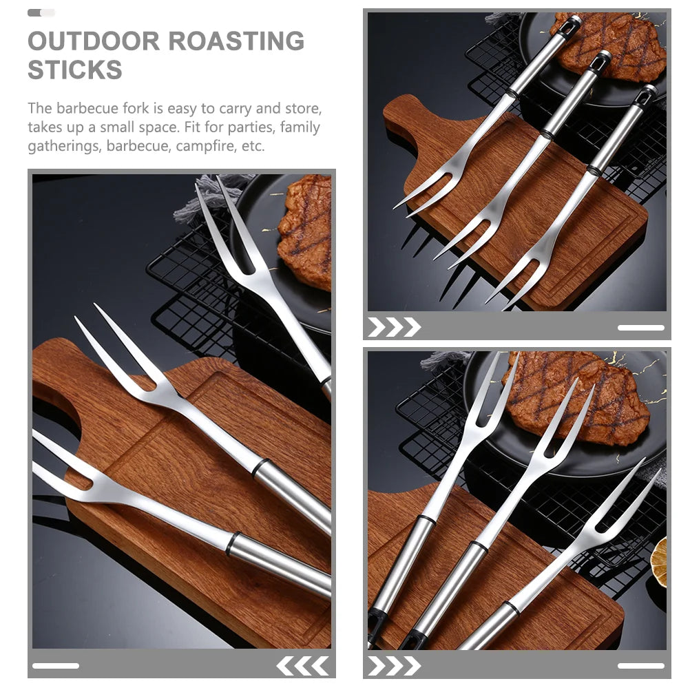 Cooking Meat Fork Stainless Steel Barbecue Spit Kitchen Equipment Spoon and Spatula Bbq