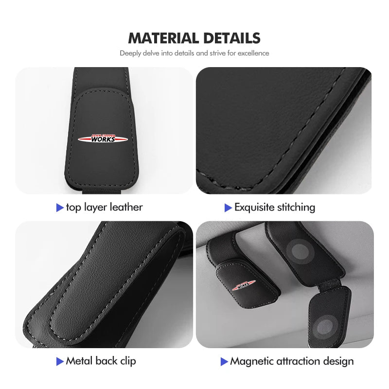 Magnetic Car Glasses Holder Sunshade Platep Card Ticket Clip For MINI Cooper Works R56 F56 R53 R60 Clubman JCW Countryman