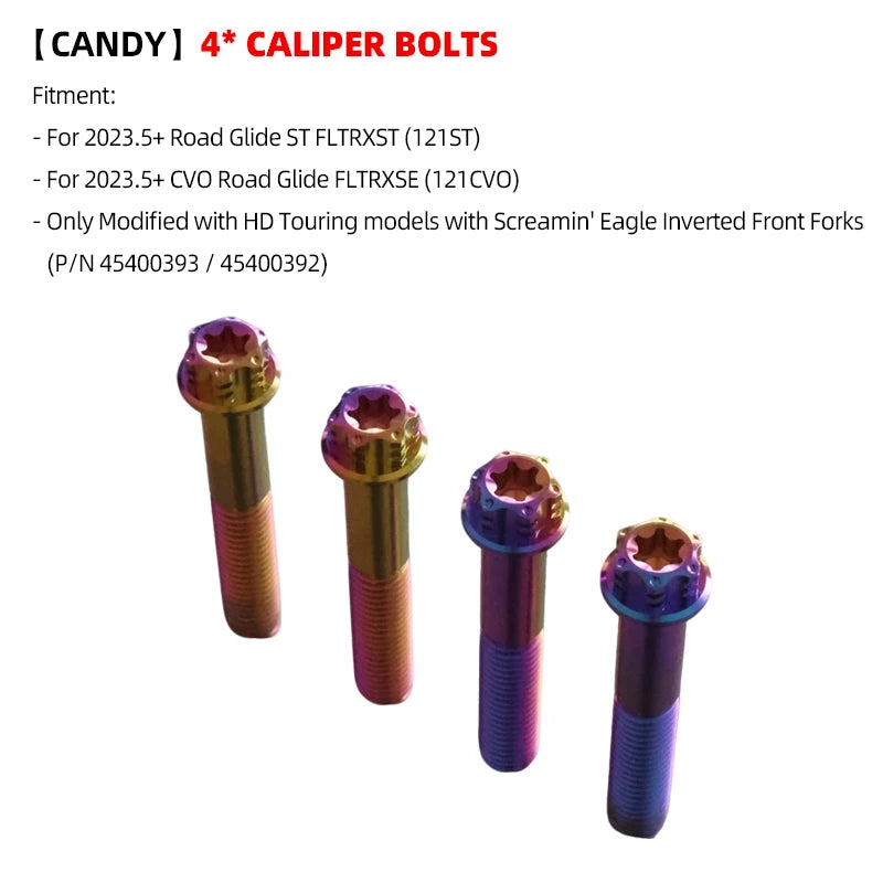 Road Faith Titanium Alloy Motorcycle Caliper Bolt Front Fender Bolts Anti-theft For HD 121CVO 121ST 24-up 117 Road/ Street Glide