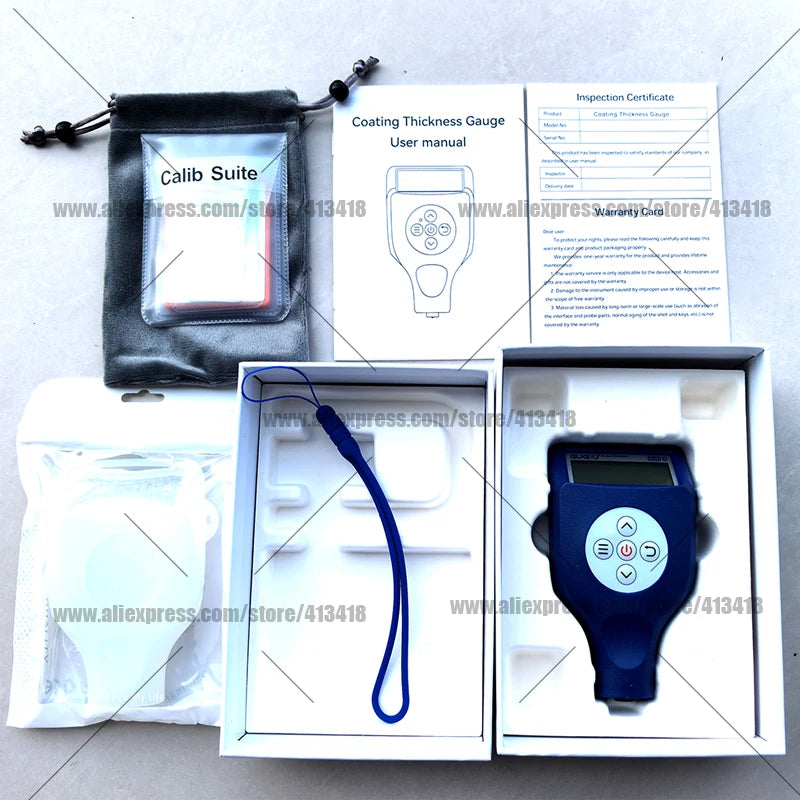 GUOOU LCD Screen Auto Car Paint Film Thickness Gauge Paint Coating Thickness Tester 0-3000μm 0.1μm Fe NFe Probe Gauge