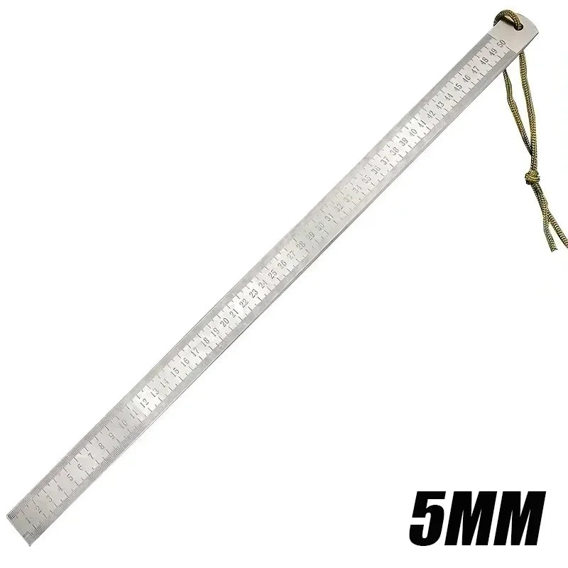 20 Inch Dual-Scale Stainless Steel Ruler Durable Thickened Quenched Steel with Random Lanyard Style Drawing & Measuring Tool