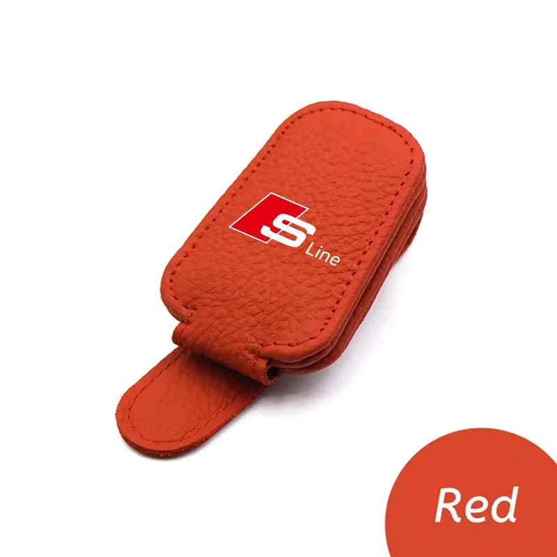 For Audi Sline A4 A3 A6 TT S4 S5 S6 A1 A2 A5 A7 A8 Q1 Q2 Q3 Q4 Q5 Q6 Q7 Q8 B8  Car Sun Visor Glasses Case Holder Sunglasses Clip