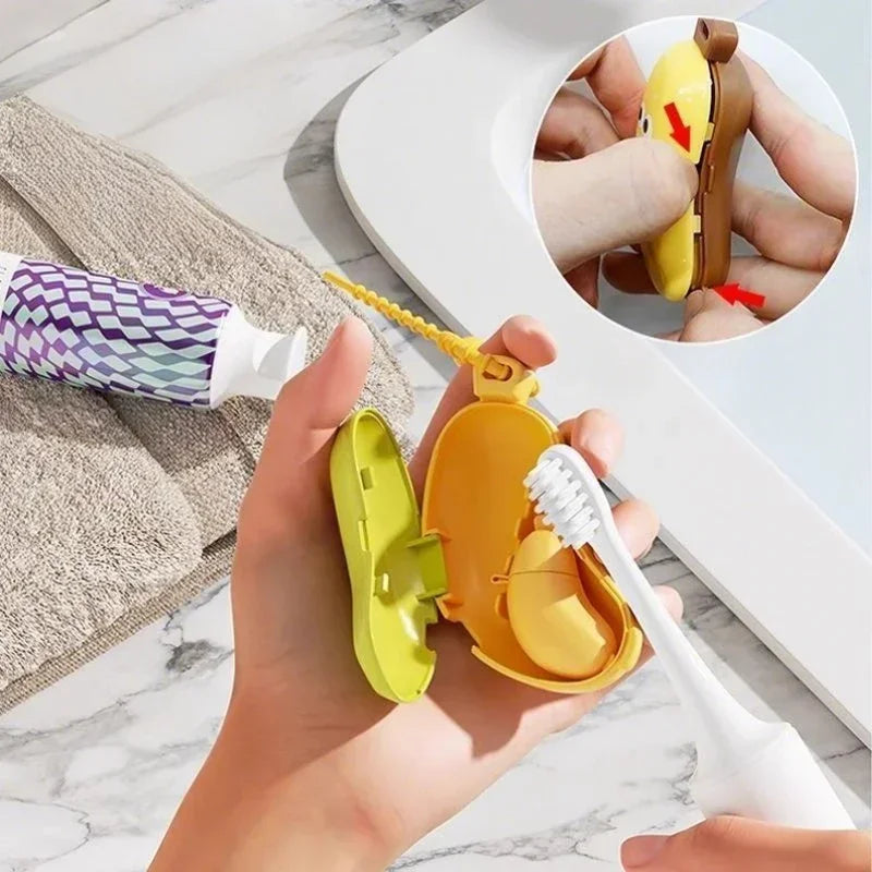 Banana Toothbrush Head Protective Cover With Toothpaste Compartment Toothbrush Dust Clamp Portable Travel Style Storage Box