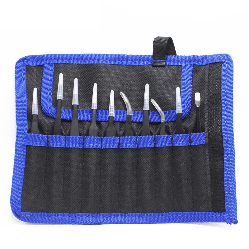 Hand tools Industrial Tweezers Anti-static ESD Stainless Steel Precision Curved Straight Tweezers Repair Maintenance Tools