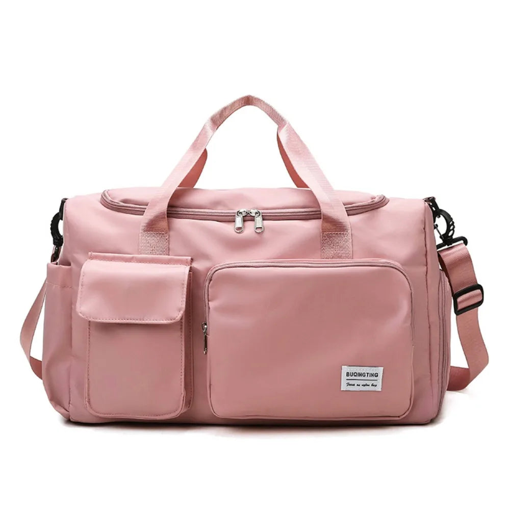 Oxford Travel Luggage Bag Sturdy Foldable Nylon Duffle Bag Multi-functional Solid Color Large Capacity Handbag Ladies