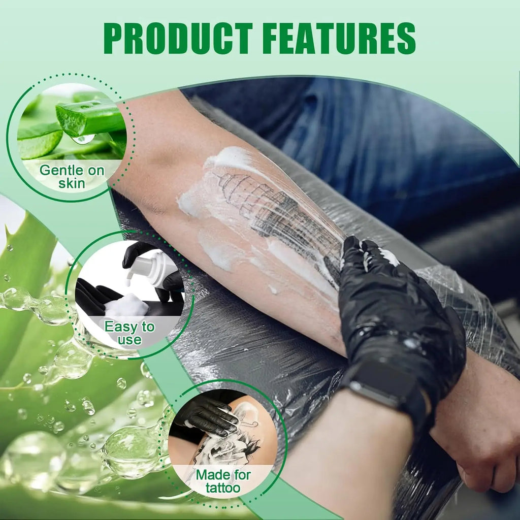 Tattoo Cleaning Soap Ink Tattoo Care for Fresh Tattoos Gentle Sulfate Free Tattoo Green Soap, Soothing Daily Wash for New Ink