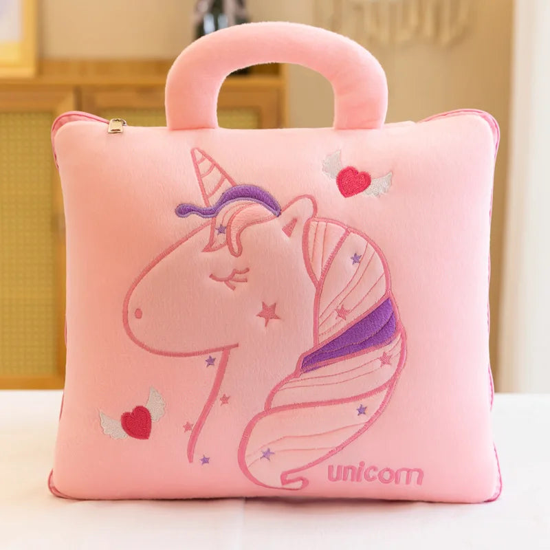 Cute Pillow Quilt Dual-use Pillow Folding Air Conditioning Blanket Car Interior Cushion Pillow 3-in-1 Office Nap Cushion Blanket