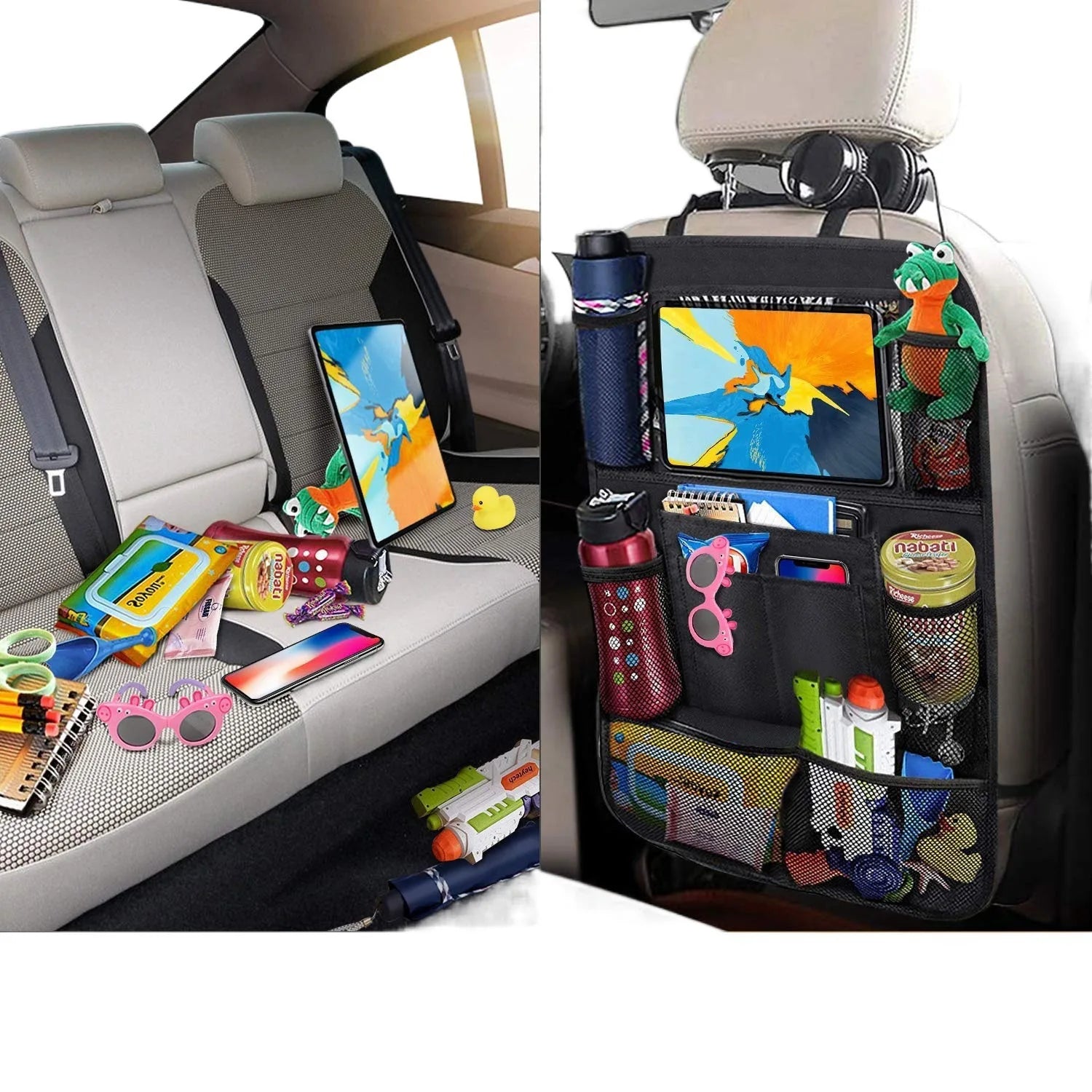 Multi-functional car seat back storage bag Leather storage bag Garbage bag Storage bag Garbage can storage for most models