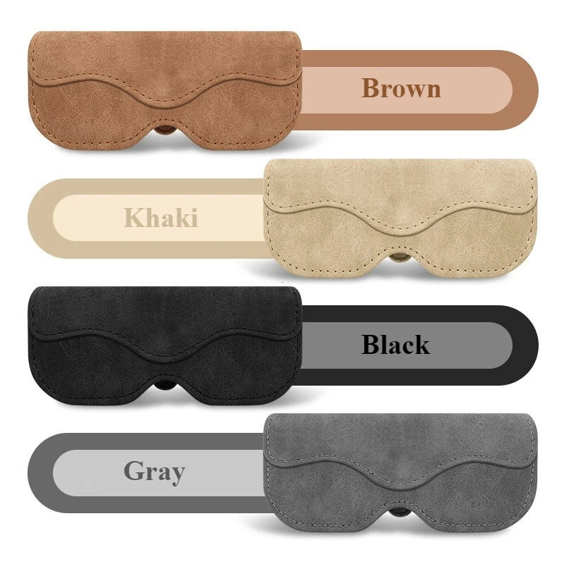 Suede Leather Car Eyeglass Case Automatic Closing Non-slip Auto Sun Visor Glasses Holder Magnetic Multi-functional Eyewear Clips
