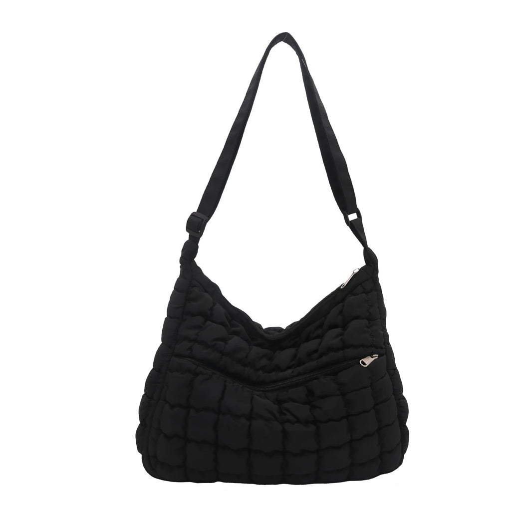 2025 New Quilted Puffer Shoulder Bag for Women Large Capacity Tote Sling Bag Fashion Casual Crossbody Satchel Bag Female Handbag