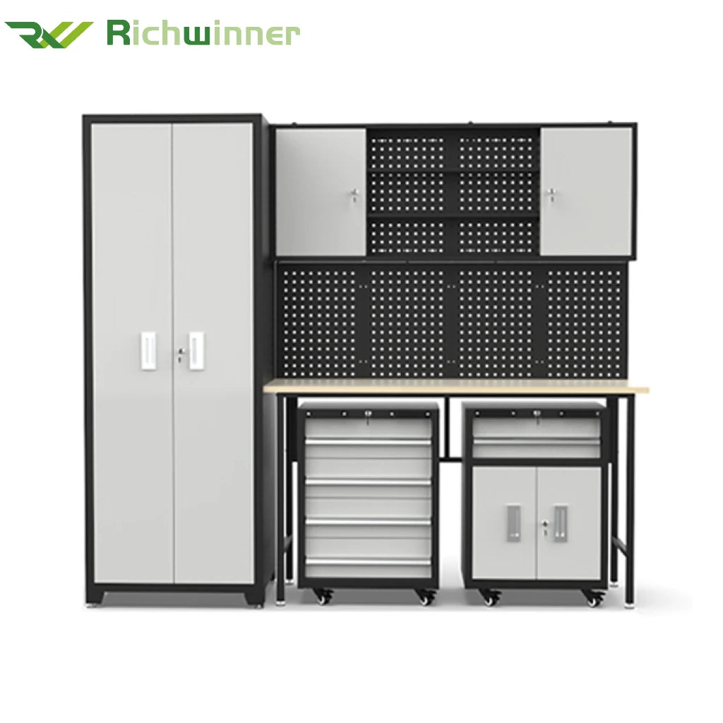 Quality Steel Tool Cabinet Set with Drawers Double-Doors and Multipurpose Trolley for Garage Workshop Factory Mechanic Chest