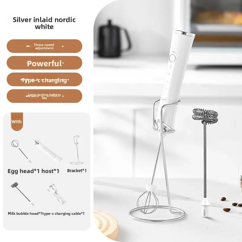 2 in 1 USB Rechargeable Electric Egg Beater Whisk Coffee Mixer Double Heads Milk Frothers  Baking Stirrer Kitchen Gadgets