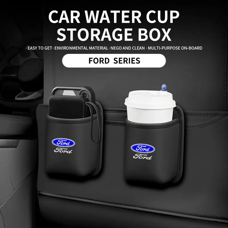 For Ford Mondeo Focus Explorer Escape Kuga Everest Bronco F-150 Ranger Transit Car Door Leather Cup Storage Box
