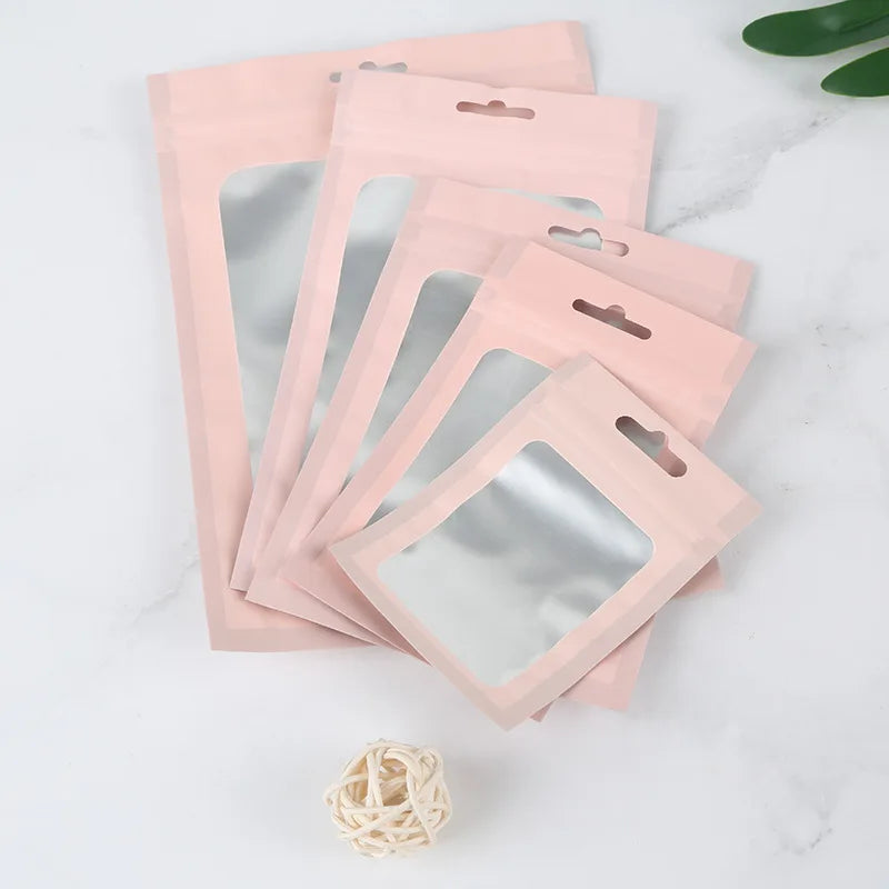 100 Colorful Aluminum Foil Ziplock Bags for Jewelry Storage, Matte Bags, Sealed Gift Packaging Bags, Printed Logo