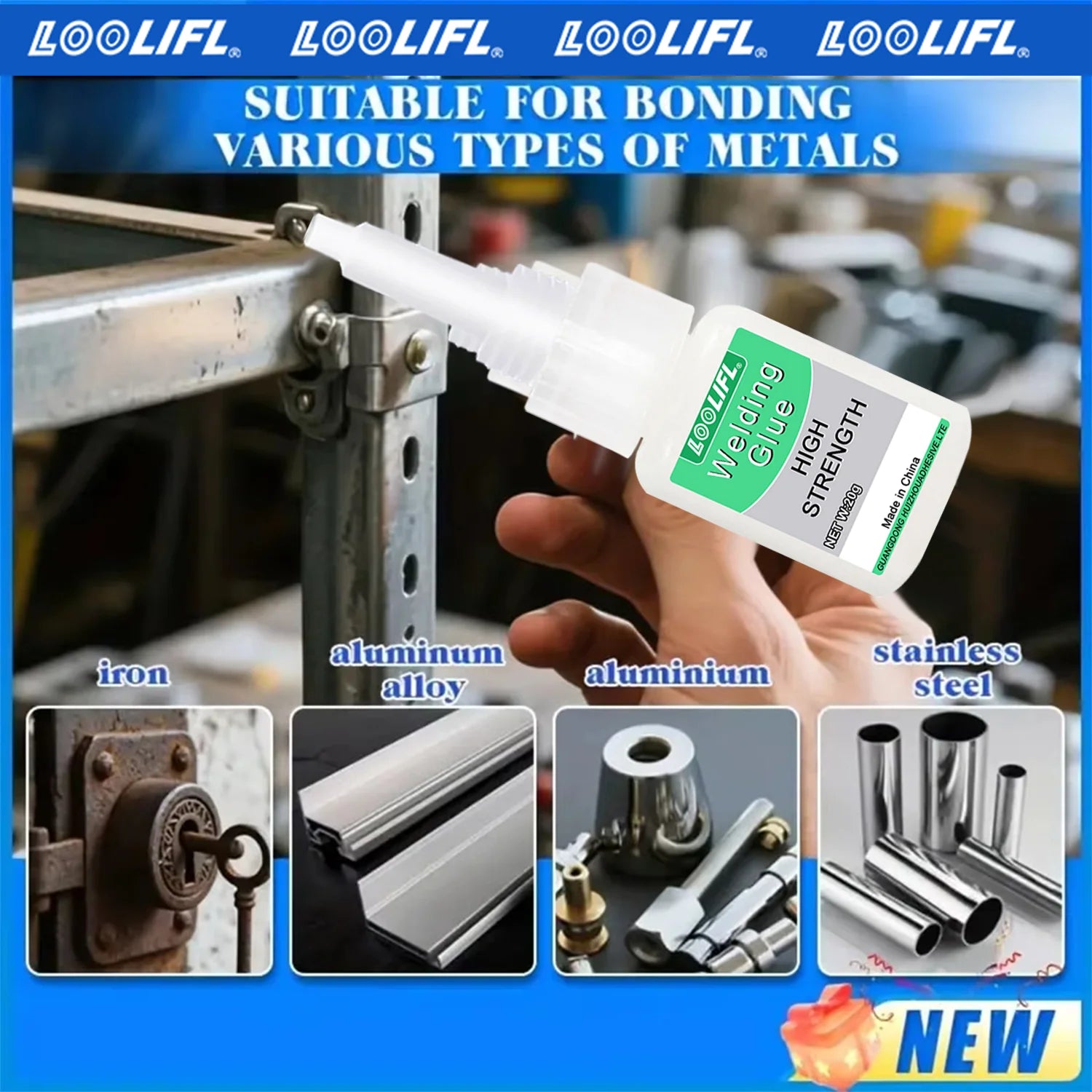 LOOLIFL Super glue 8PCS Welding High Strength Oily Glue Universal Superglue Mighty Instant Glue for DIY Ceramic Metal Glass 20g