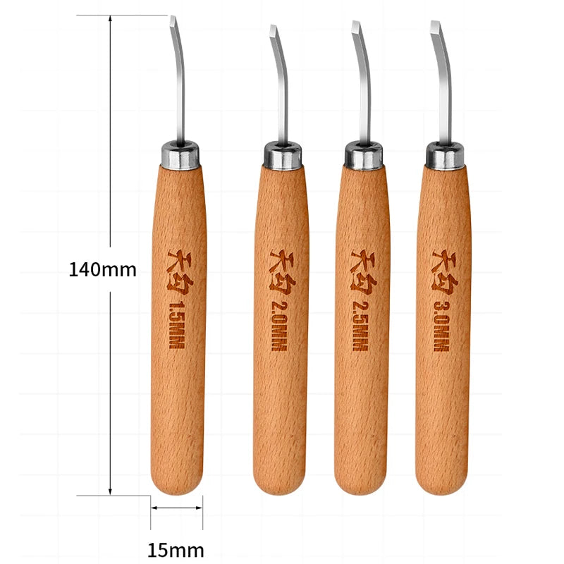 MOSHI MS-110 Curved Shovel Chisel Push-type Broach 1.5-3mm Wooden Handle Push Knife Cutter Hobby Model Making Cutting Tools