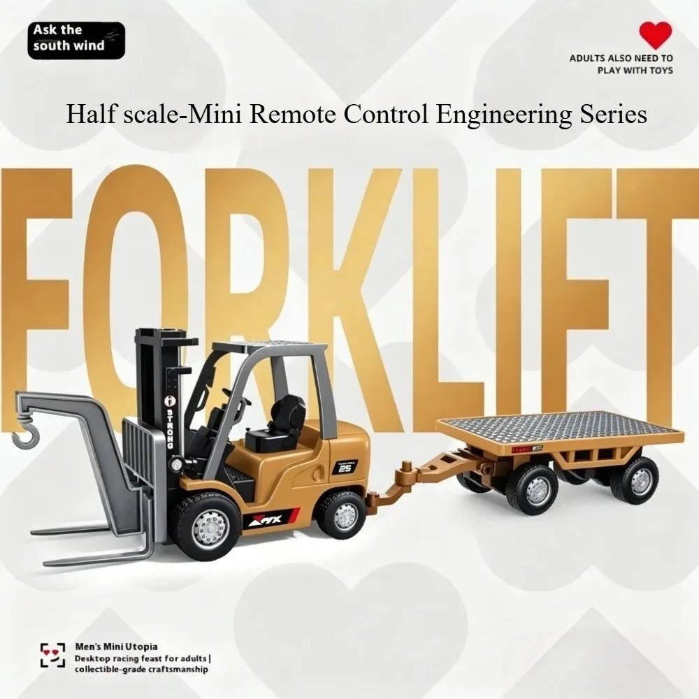 Ask Nanfeng RC Mini Alloy Forklift Excavator bulldozer 1/64 desktop toy Remote Control engineering vehicle Boy High end Gift