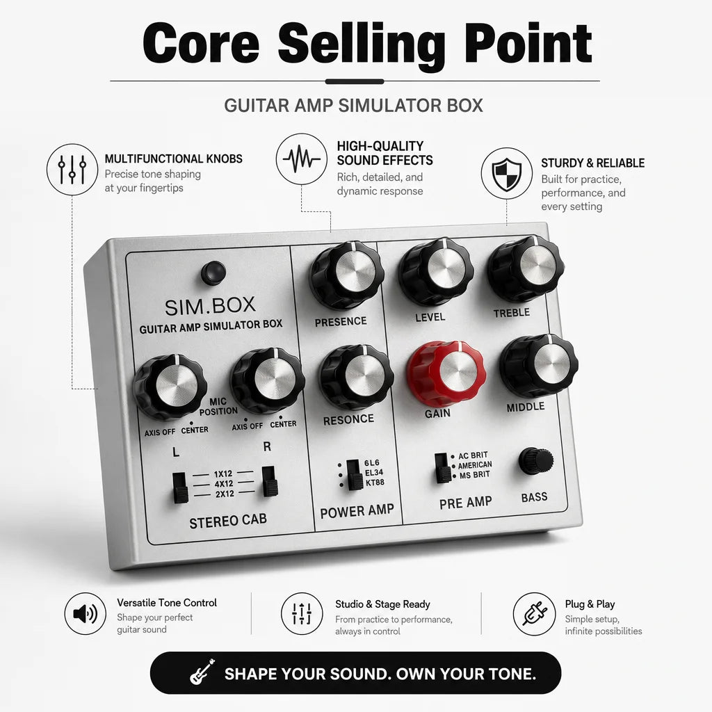SIM BOX Electric Guitar Amp Simulator Box Cabinet Simulator DI Box Stomp Box Effect Pedal