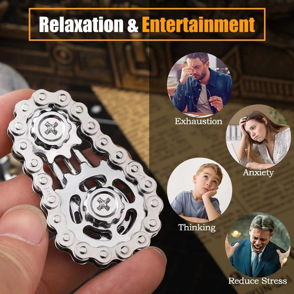 Metal Bike Chain Fidget Spinner Toys Sprockets Flywheel Fingertip Gyro Fidget Spinner Antistress Anxiety Toys for Kid Adult Gift