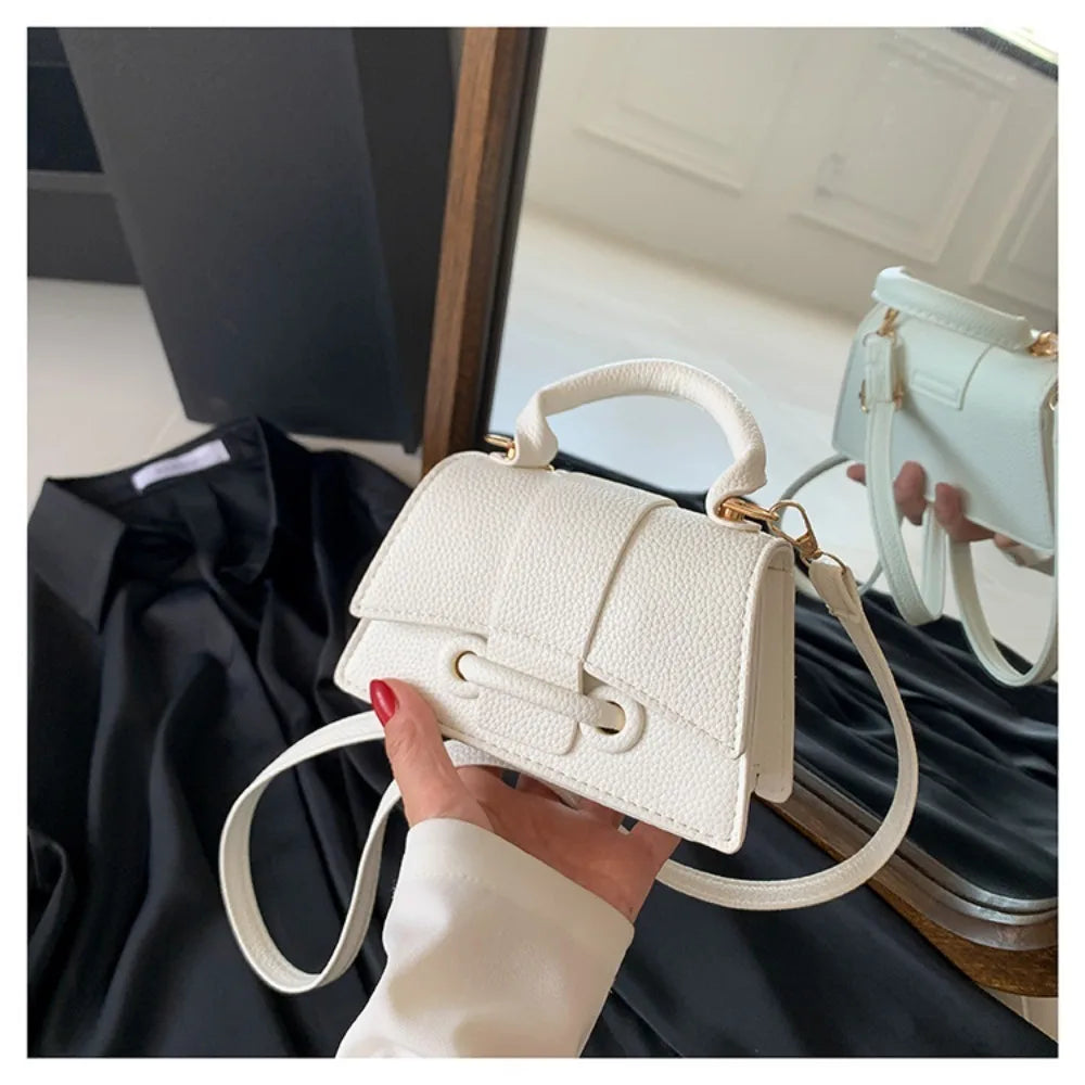 High Quality PU PU Leather Bag Solid Color Shoulder Crossbody Bag Buckle Square Bag