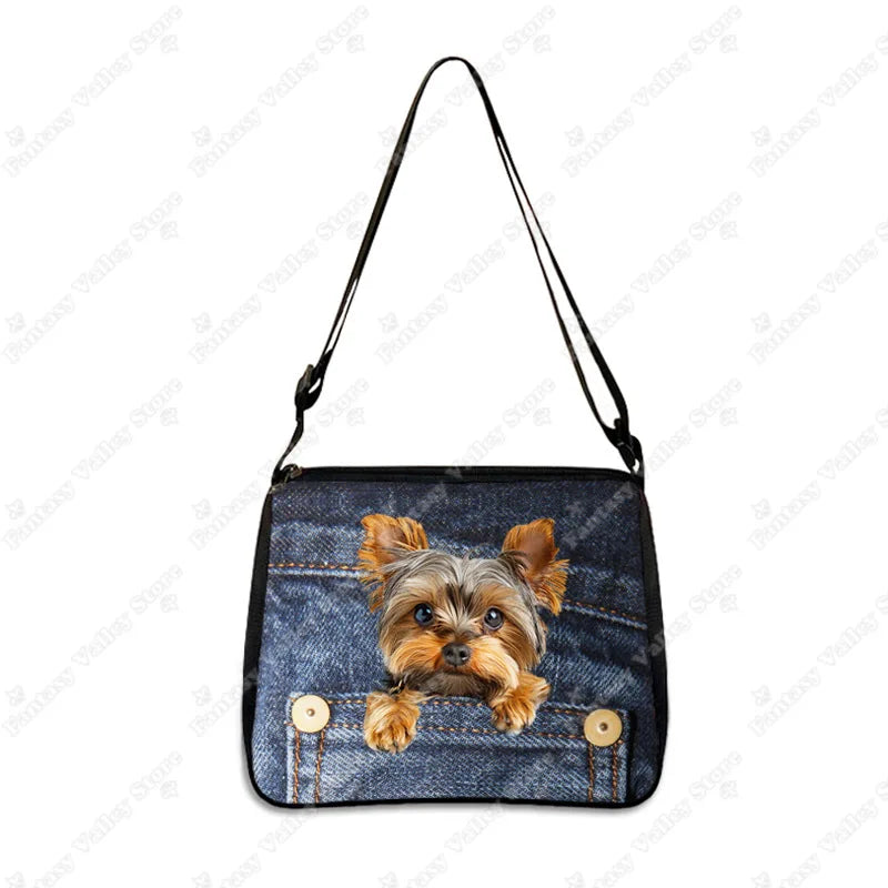 Funny Pocket Dog Shoulder Bags Pocket Pet Beagle Bulldog Dachshund Bichon Women Handbag Portable Storage Bag Messenger Bag Gift