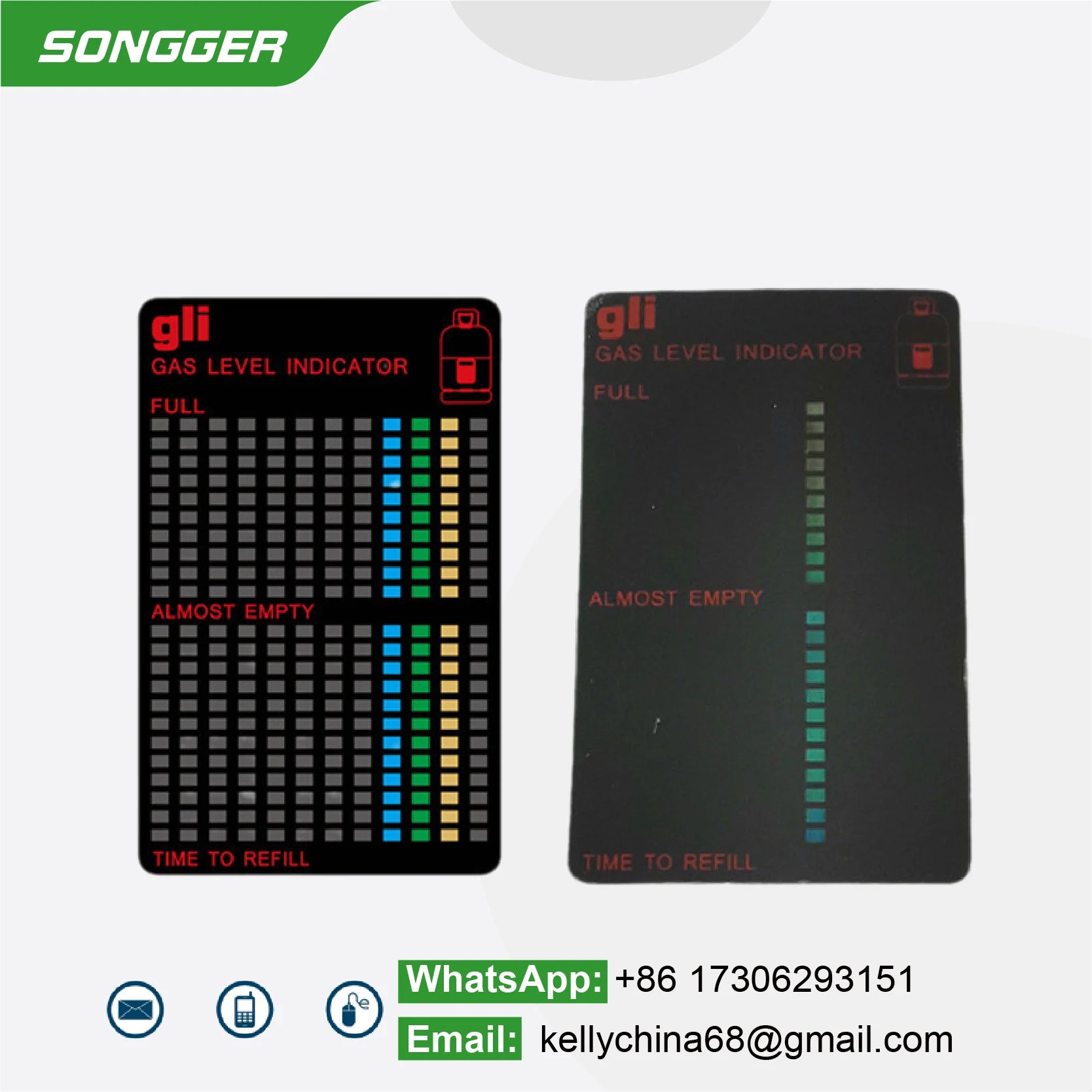 LPG Gas Level Indicator Magnetic Card Tank Gauge Sticker Gas Bottle Level Indicator Temperature Sensitive
