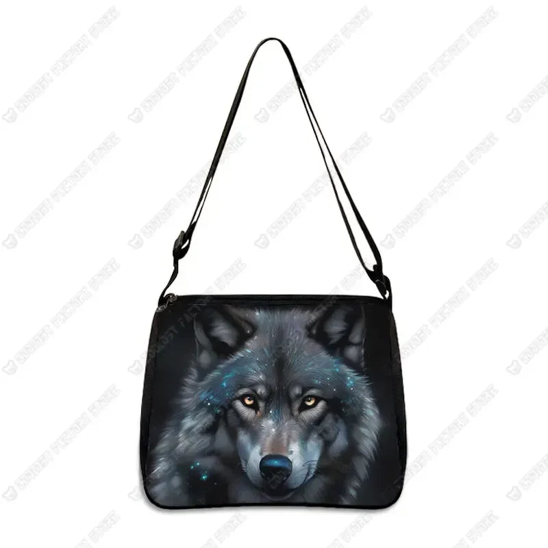 Howling Wolf Under The Moonlight Handbags Baby Wolf Messenger Bag Cool Howling Wolf Shoulder Bag Crossbody Bag Phone Holder