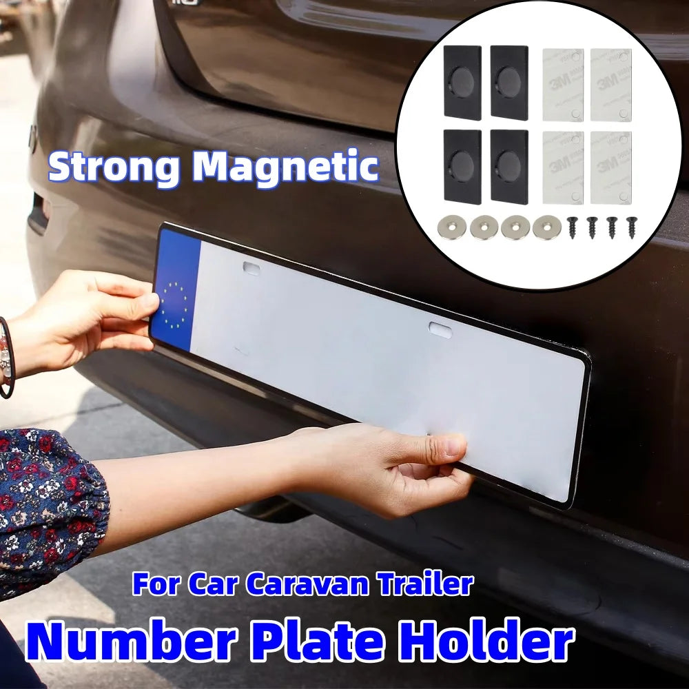 RV Number Plate Holder Clamp Strong Magnetic Universal License Plate RV Exterior Accessories For Car Caravan Trailer Motorcycle