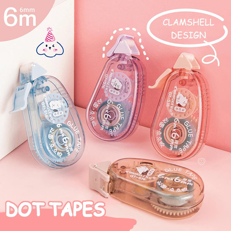 6m*6mm Dot Glue Tape DIY Scrapbooking Creative Stationery School Supplies Transparent Double Sided Adhesive Roller Tape