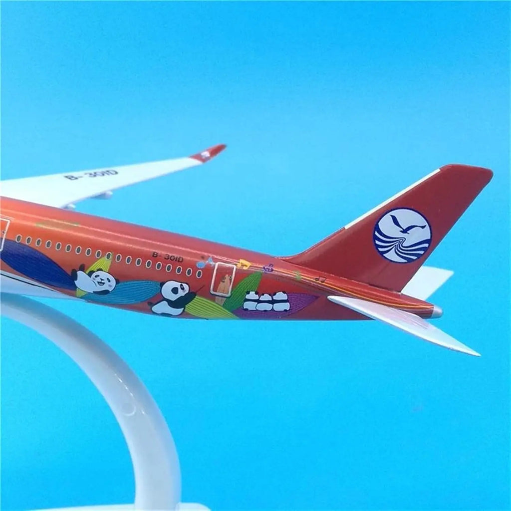 Aircraft Model Alloy Simulation 20CM for Sichuan Airlines for Airbus A350 Simulation Panda Painting Miniature Desk Decoration
