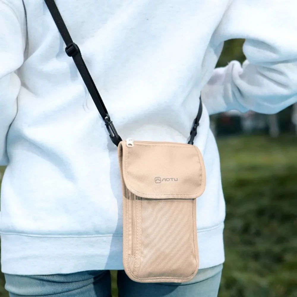 Travel Accessories Travel Wallet Khaki Black Ticket Holder Travel Neck Pouch Zipper Nylon Passport Wallet Airplane Check-in