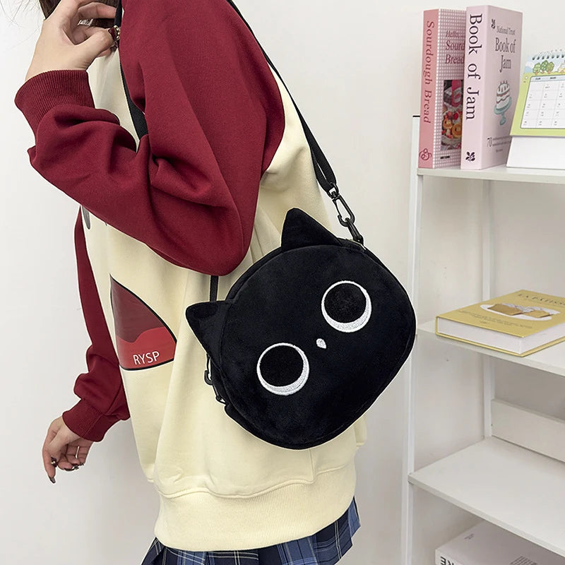 Cartoon cat small bag for womenins New autumn and winter trendy furry plush bag, cute crossbody plush bag