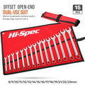 Hi-Spec Offset Open-End Dual-Use Combination Wrench Set CR-V Opened Ring Combo Spanner Hand Tool Kit for Home Repair