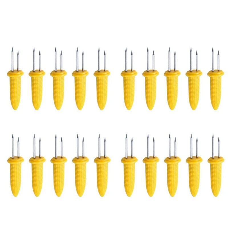 5/10/20Pcs Corn Holders BBQ Stainless Steel Fruit Double Corn Forks Anti Scalding Corn Outdoor Camping Barbecue Tool Accessories