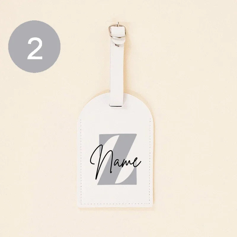 Personalised Monogram PU Luggage Tag Initial with Name Leather for Suitcase Baggage Handbag Tags Travel Bag Label Tag Best Gifts