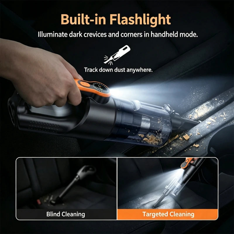 Multifunction Wireless Handheld Car Vacuum Cordless Handheld LED Lighting Chargeable Auto Vacuum for Home & Car Mini Cleaner