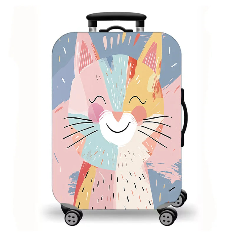 Luggage Cover, Starry Night Cat Cartoon Fantasy Print Stretch Suitcase Protector, Washable Anti-Scratch Travel Baggage Cover