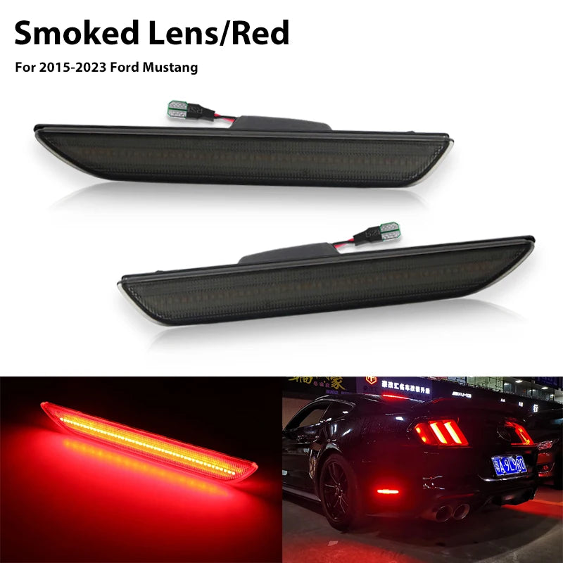iJDM For 2015-2023 Ford Mustang Red/White Rear Side Fender Marker Light Parking Light/Driving Lights,OEM Sidemarker Lamps 12V