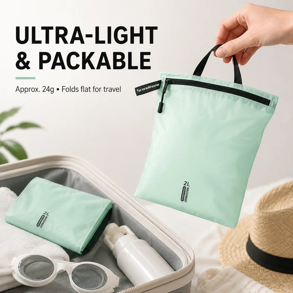 Waterproof Wet Dry Bag for Swimsuit Travel Beach Pool Gym Lightweight Nylon Zipper Organizer Shoe Toiletry Storage Pouch