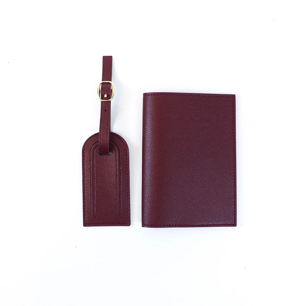 Customized letter pu leather anti-loss luggage tag + two-piece set for travel document and passport holders