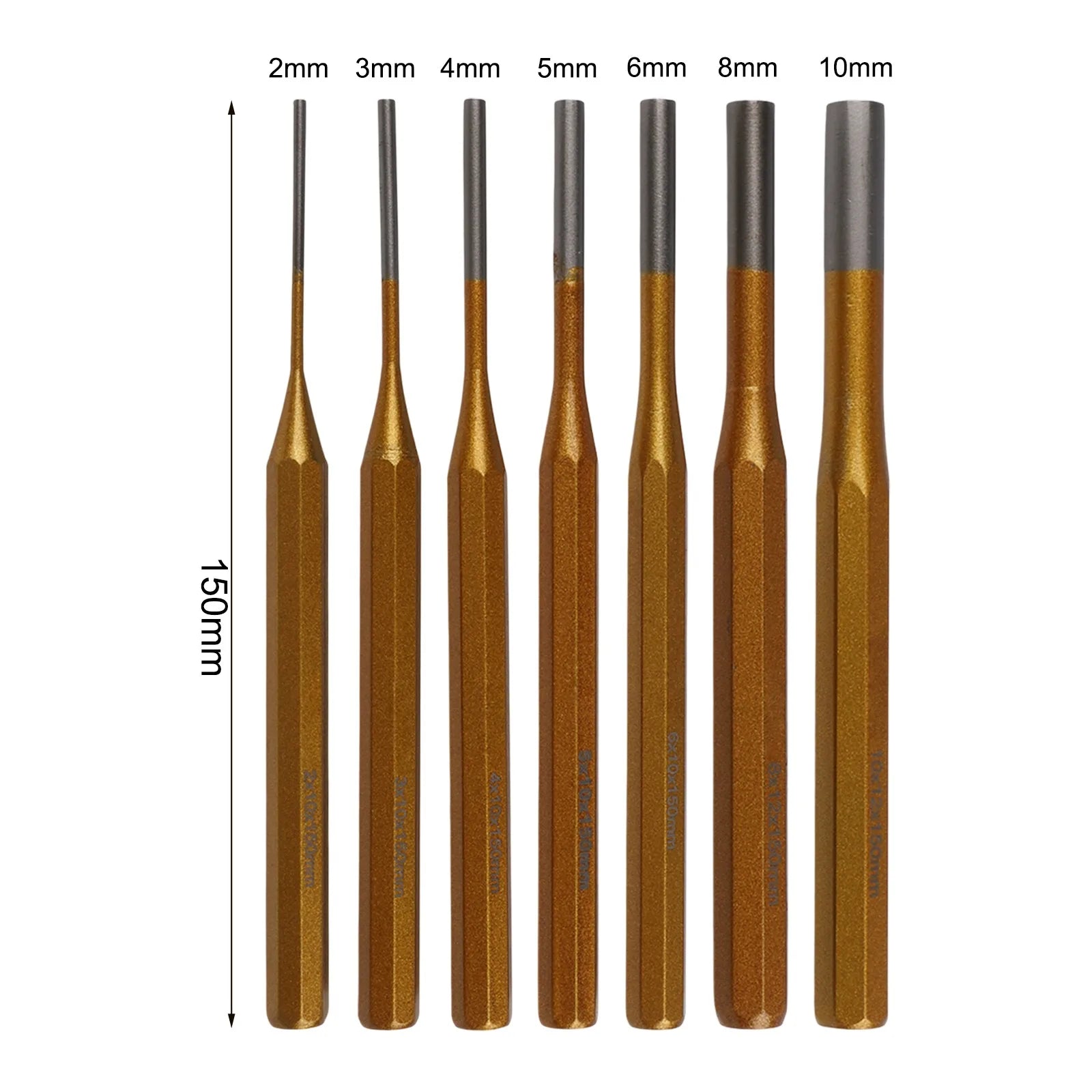 7pcs/set 2/3/4/5/6/8/10mm Cylindrical Punch Chisel Roll Pin Punch Tool Remover Heavy Duty Chisel Cone Punch Watch Repair