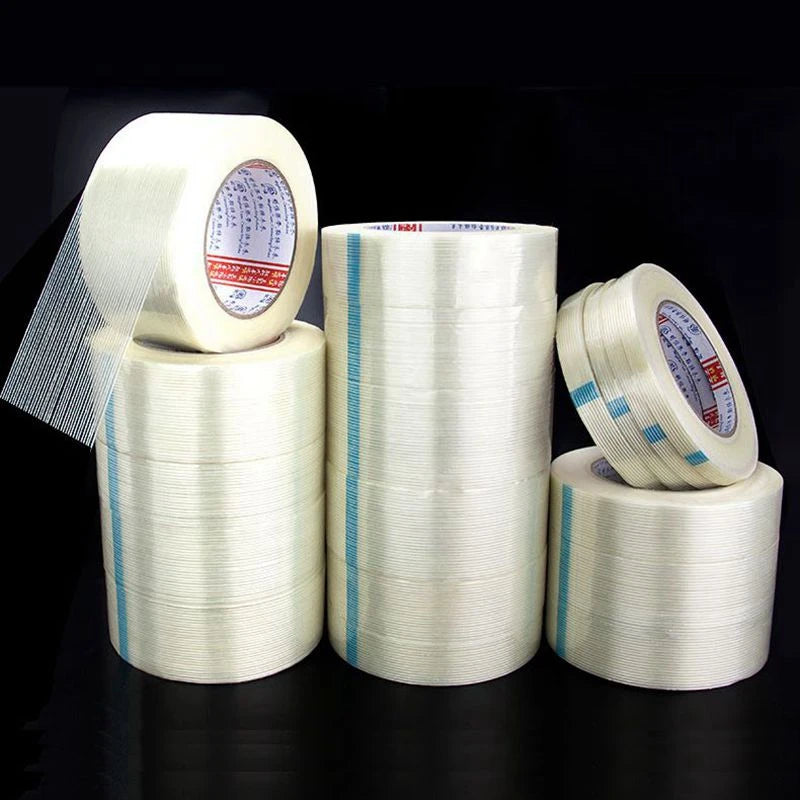 25/50 meters Grid Glass Fiber Tape Super Strong Single Side Wear-Resistant Strapping Packaging Fixed Bundled Adhesive Tape