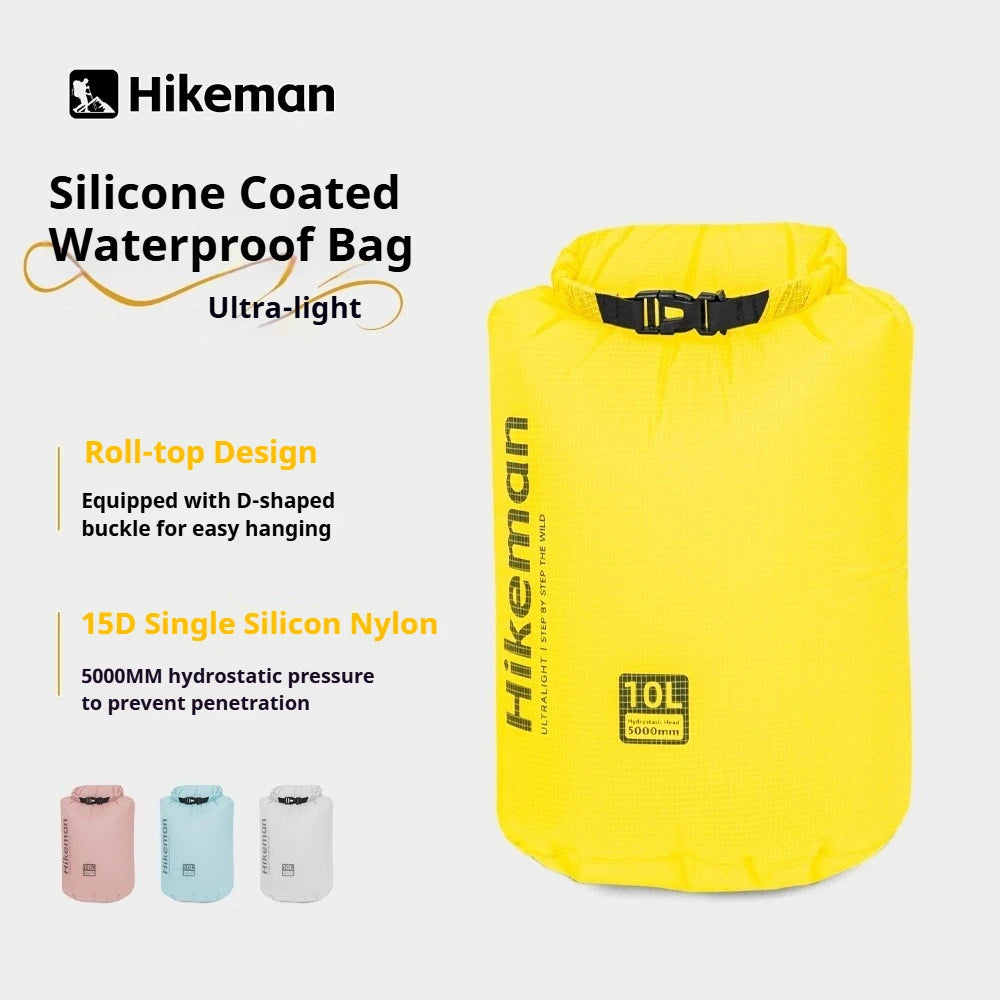 HIKEMAN Ultralight Storage Bag Silicon Coated Waterproof Bag Camping Clothing Stuff Sack Outdoor Compression Bag