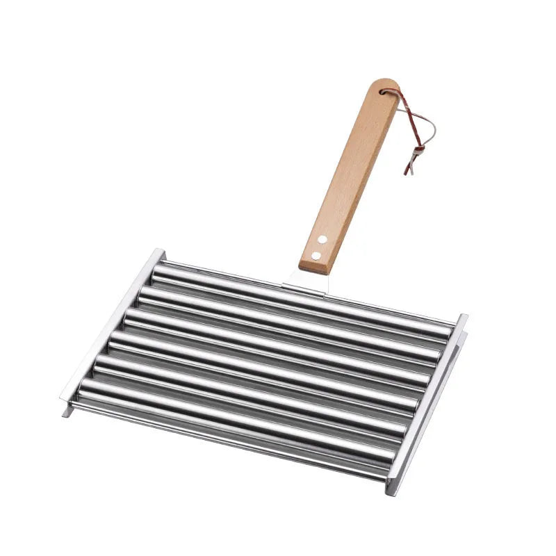 Stainless steel sausage rack detachable rolling barbecue grill outdoor hot dog barbecue grill sausage rack