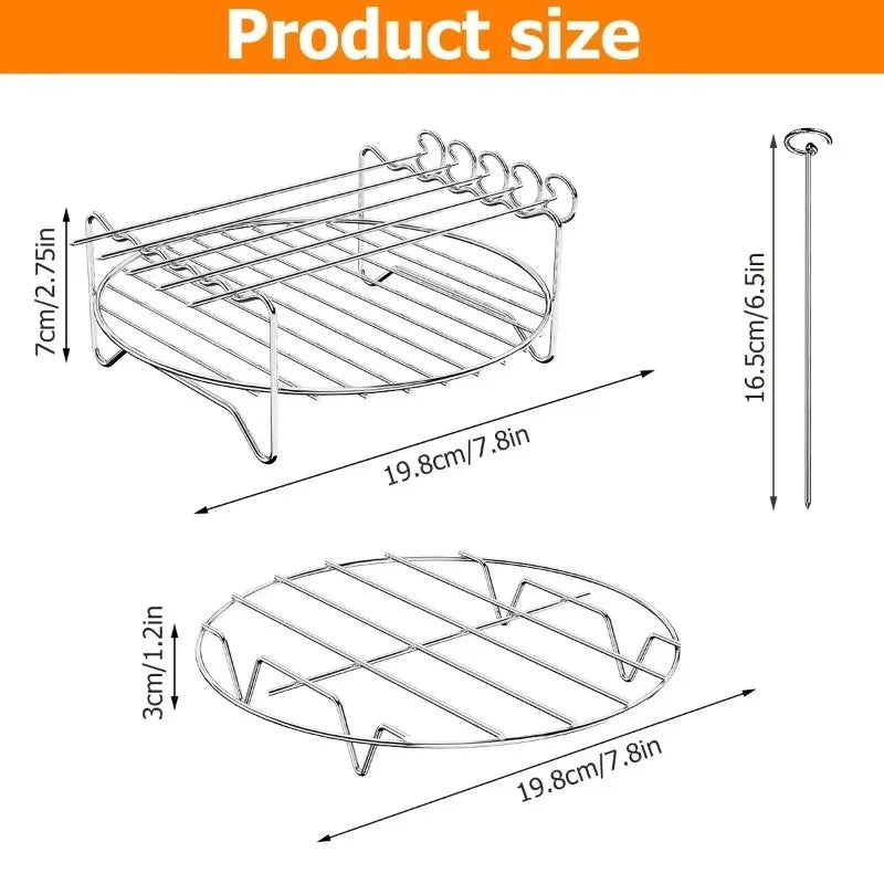 Stainless Steel Double Layer Rack for Air Fryer Rectangular Grill Rack Fish Baking Cake Rack Air Fryer Accessories