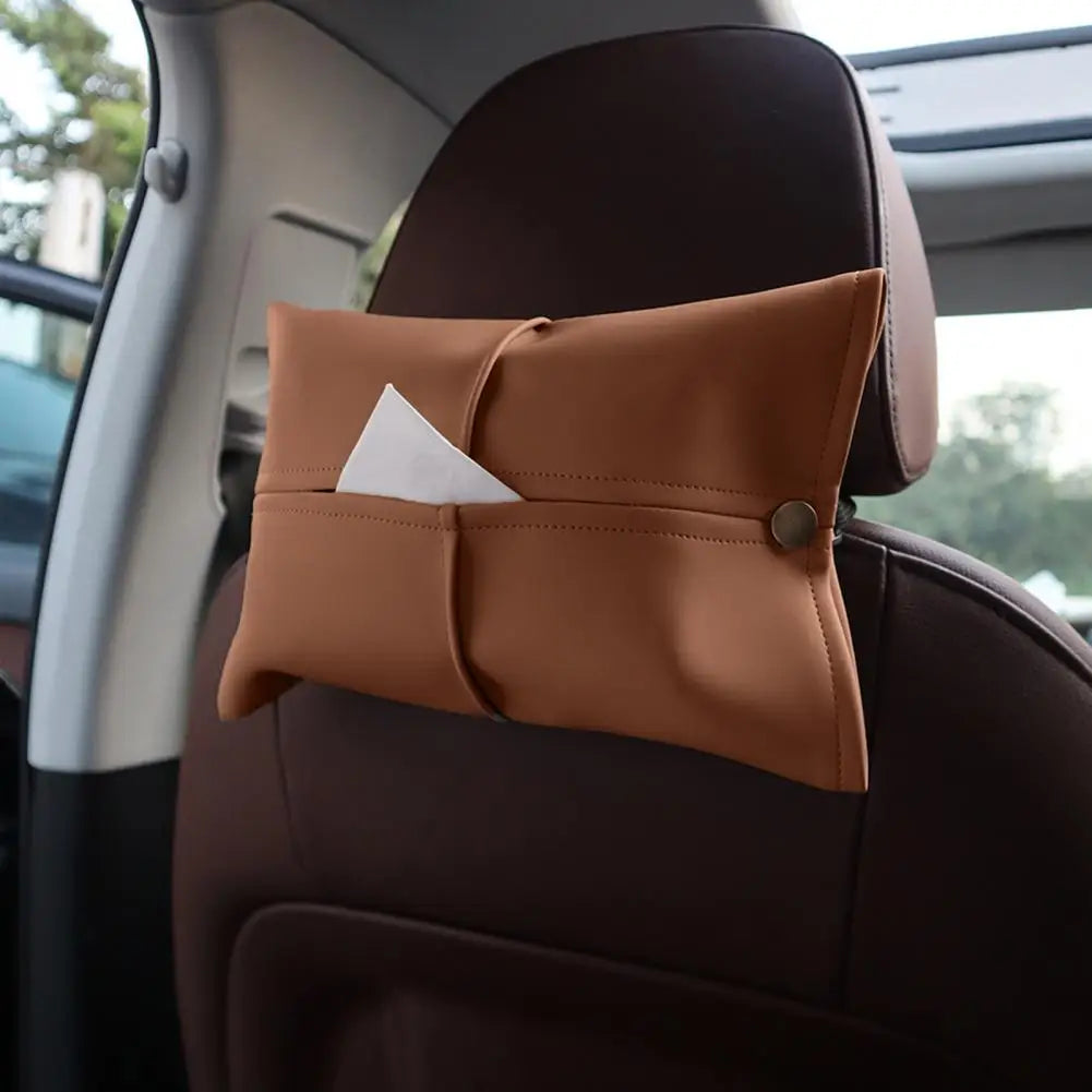 Car Tissue Box Leather Car Center Console Armrest Napkin Box Sun Visor Backseat Tissue Case Car Mounted Paper Box Tissue Box