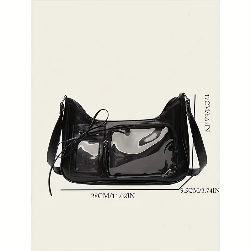 Japanese Knot Simple Fashion Single Shoulder Crossbody Bag for Women Anime Commute Daily Transparent Pain-Free Bag